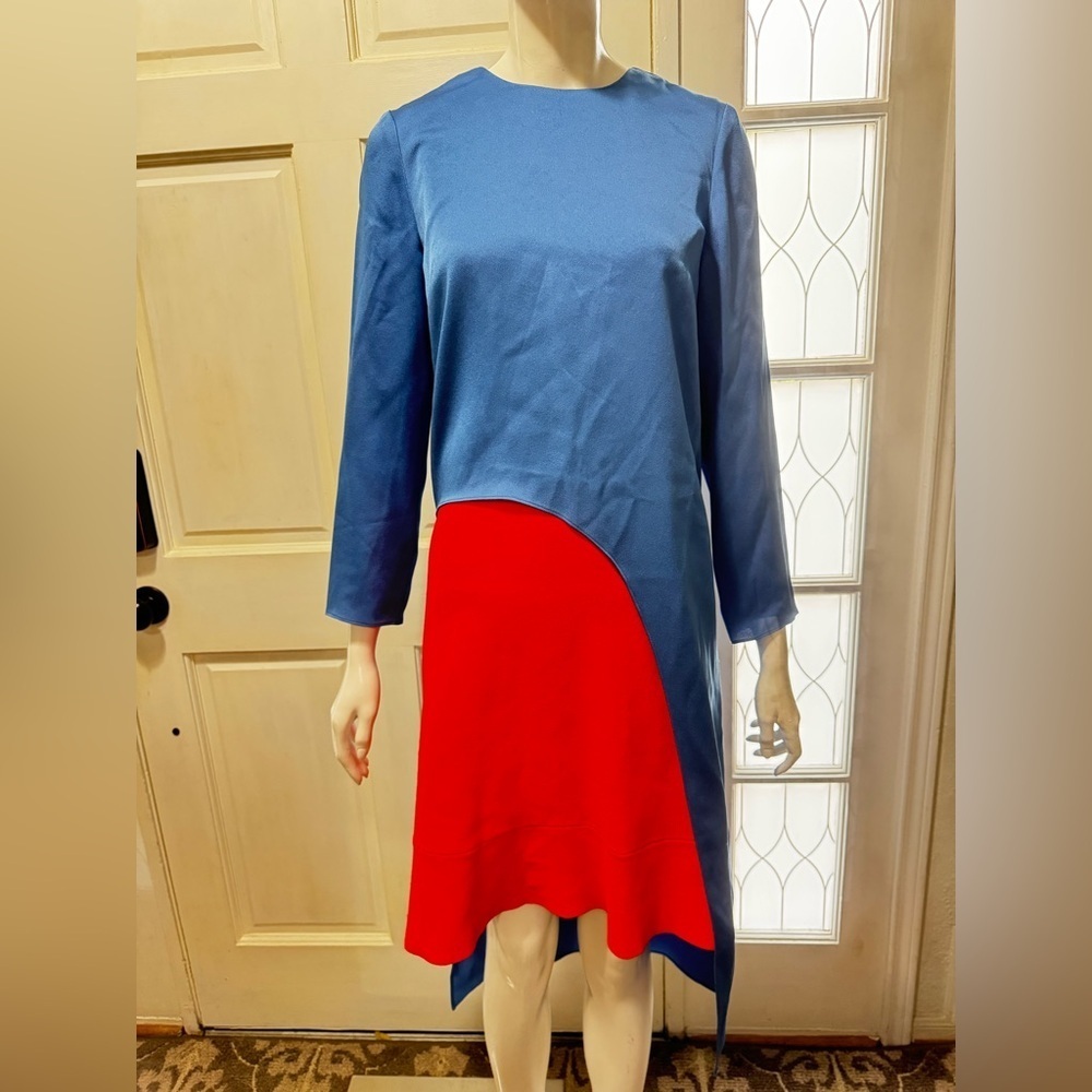 Veronica Beard Women Blue Rome High-Low Asymmetrical Tunic Top Size 2 - Picture 4 of 15